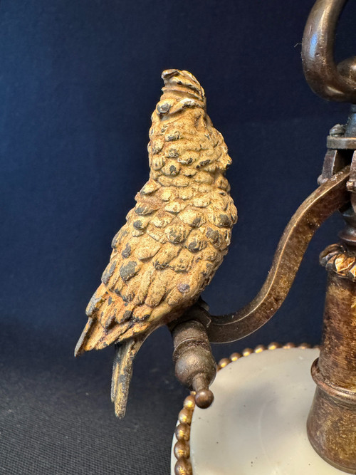 Scultura in bronzo articolata di Vienna "Parrot swing" (cacatua)
