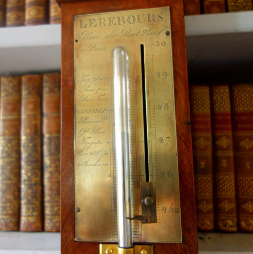 Mahogany Réaumur barometer, Restoration period, 19th century circa 1820 - 1830 by Lerebours