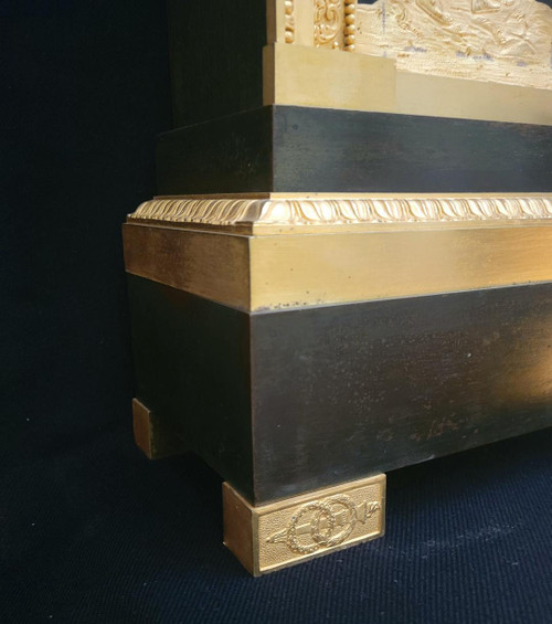 large gilt bronze and patinated "HOMERE" clock, Restoration period, 50 cm