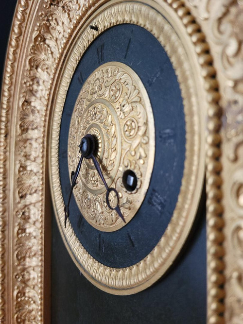 large gilt bronze and patinated "HOMERE" clock, Restoration period, 50 cm