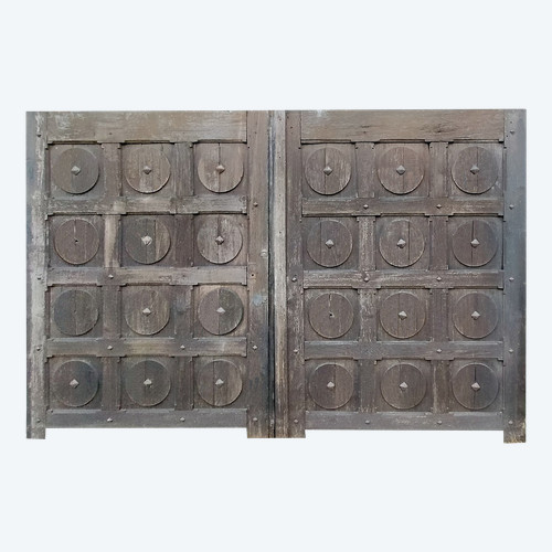 2 Grands Panneaux Anciens De Boiserie Chêne Portes Volets Portail Déco Graphique Architectural