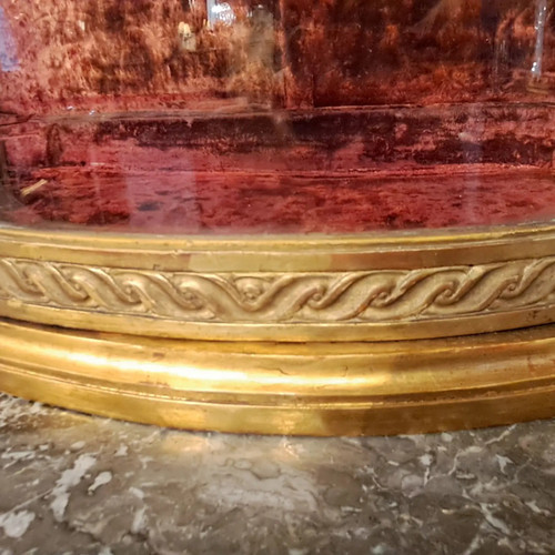 Louis XVI period display case, carved and gilded wood