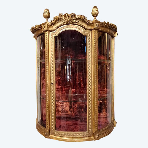 Louis XVI period display case, carved and gilded wood