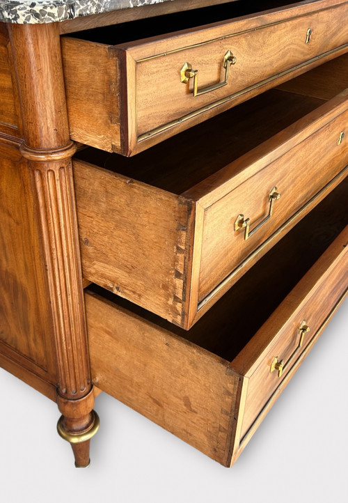 Commode En Acajou Blond D’époque Louis XVI - XVIIIème Siècle 