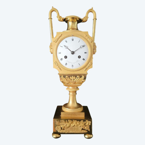 Gilt Bronze Vase Clock Signed Le Roy Empire Palais Royal
