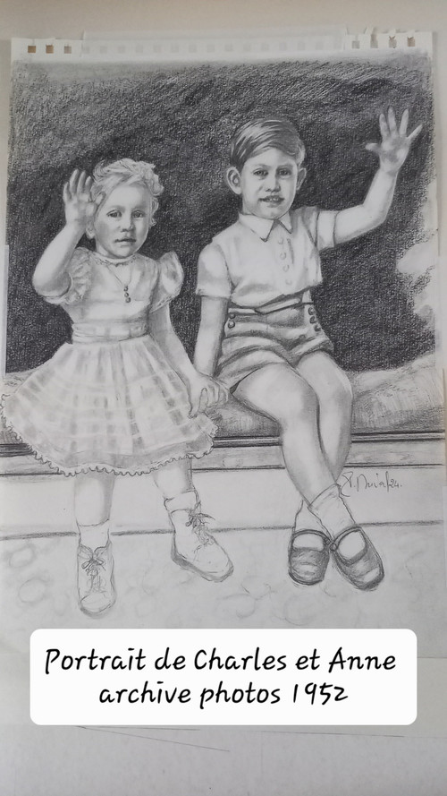 Portrait of Prince Charles and Princess Anne in 1952