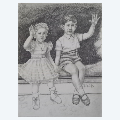 Portrait of Prince Charles and Princess Anne in 1952