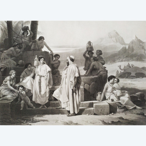 19th c morientalist Engraving By Rollet Etching Old Print 