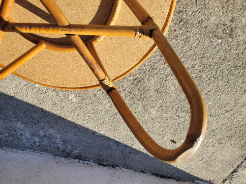 Table basse en bambou dans le gout de Louis Sognot vintage