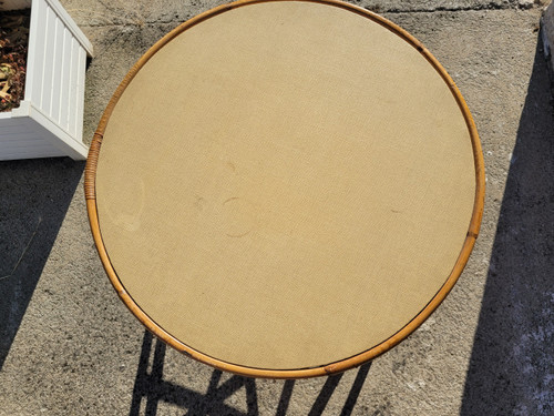 Table basse en bambou dans le gout de Louis Sognot vintage