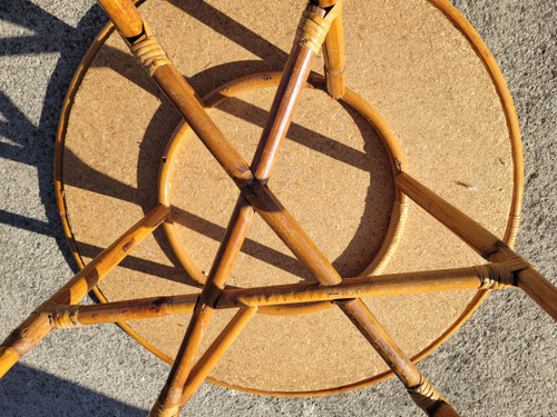 Table basse en bambou dans le gout de Louis Sognot vintage