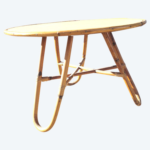 Table basse en bambou dans le gout de Louis Sognot vintage