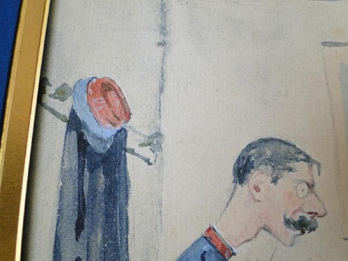 Aquarell auf Papierkarikatur von Gressot Colonel de Lignières 2. Jägerregiment