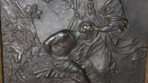 Cornice in pelle Scena religiosa gotica del XIX secolo