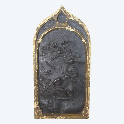 Cornice in pelle Scena religiosa gotica del XIX secolo