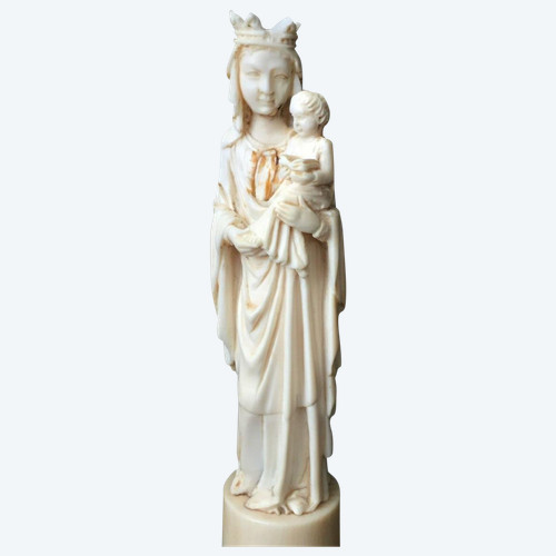 Madonna col Bambino del XIX secolo scolpita a mano