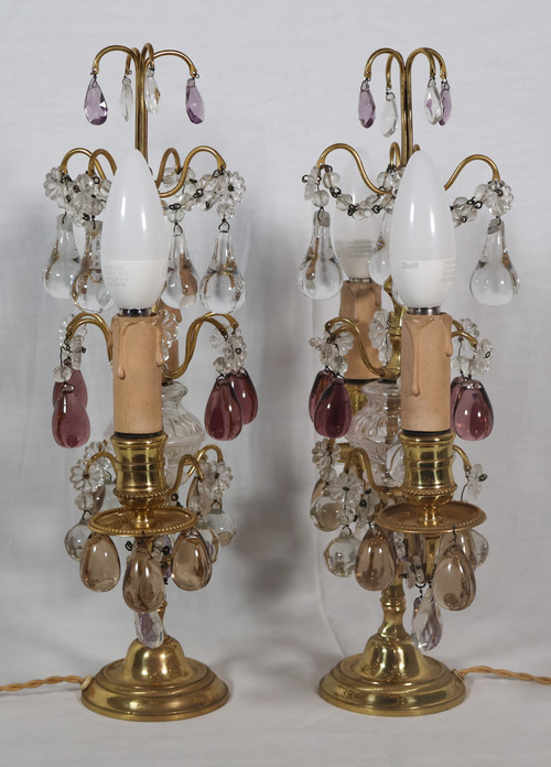 Coppia di girandole in bronzo dorato dell'epoca di Napoleone III