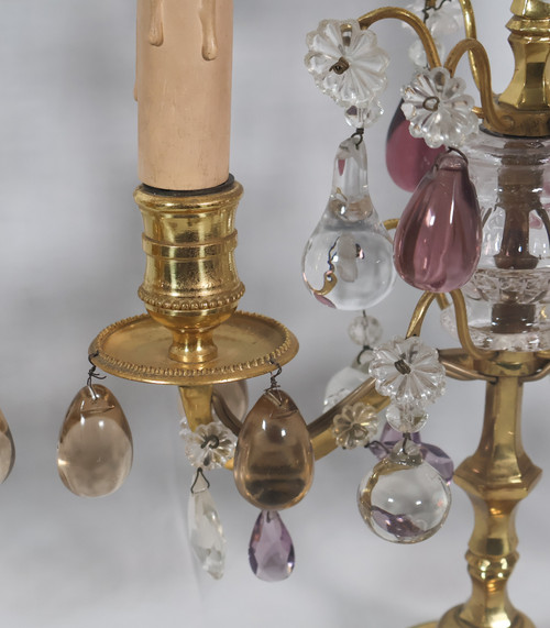 Coppia di girandole in bronzo dorato dell'epoca di Napoleone III