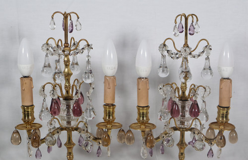 Coppia di girandole in bronzo dorato dell'epoca di Napoleone III
