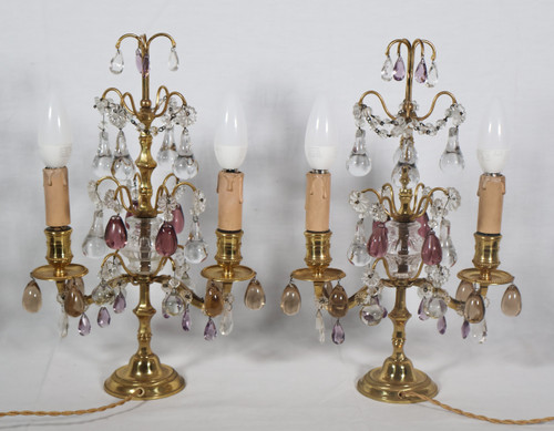 Coppia di girandole in bronzo dorato dell'epoca di Napoleone III