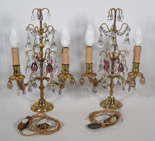 Coppia di girandole in bronzo dorato dell'epoca di Napoleone III