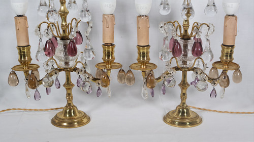 Coppia di girandole in bronzo dorato dell'epoca di Napoleone III