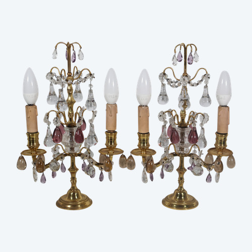 Coppia di girandole in bronzo dorato dell'epoca di Napoleone III
