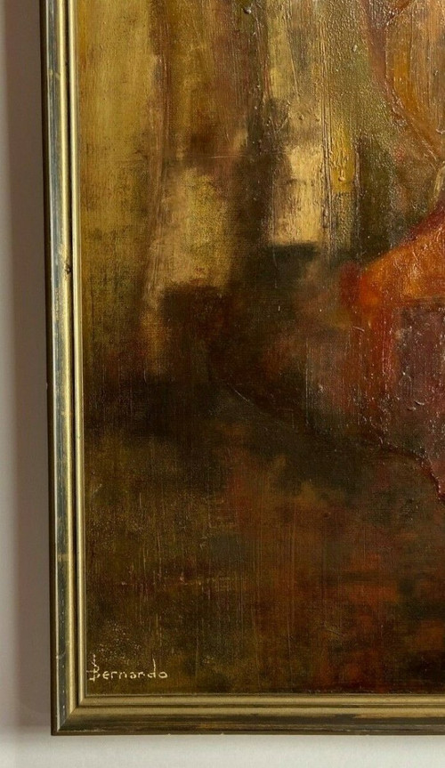 Huile sur carton par Bernardo composition abstraite 1950