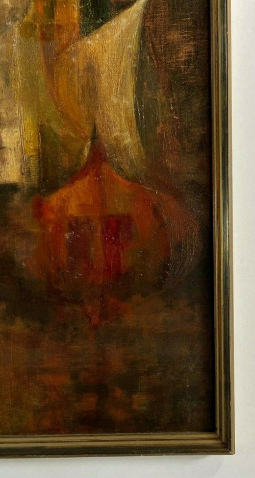 Huile sur carton par Bernardo composition abstraite 1950