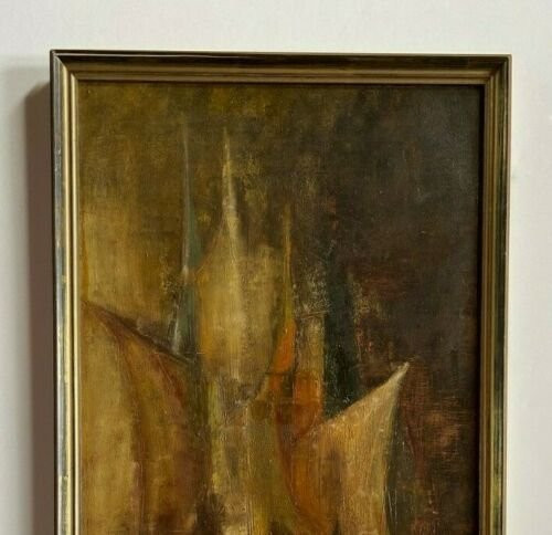 Huile sur carton par Bernardo composition abstraite 1950