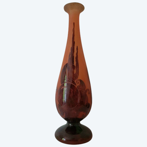 vase signed "le verre français"( Schneider) circa 1920 "Prunes" model