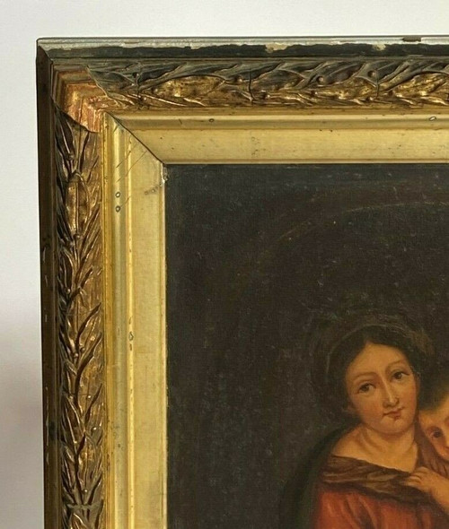 Öl auf Holz, Jungfrau Maria, italienisches Werk des 19. Jahrhunderts, goldener Rahmen
