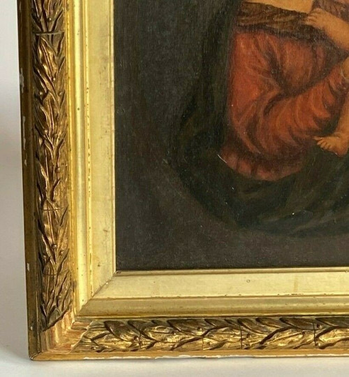 Öl auf Holz, Jungfrau Maria, italienisches Werk des 19. Jahrhunderts, goldener Rahmen