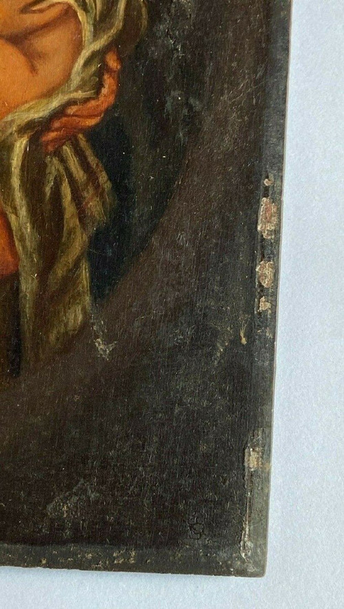 Öl auf Holz, Jungfrau Maria, italienisches Werk des 19. Jahrhunderts, goldener Rahmen