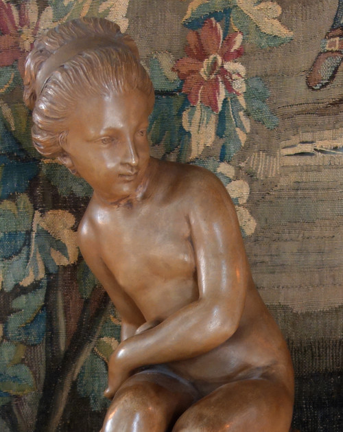 Important terracotta, Nymph after Falconet in the taste of the 18th century - 56cm