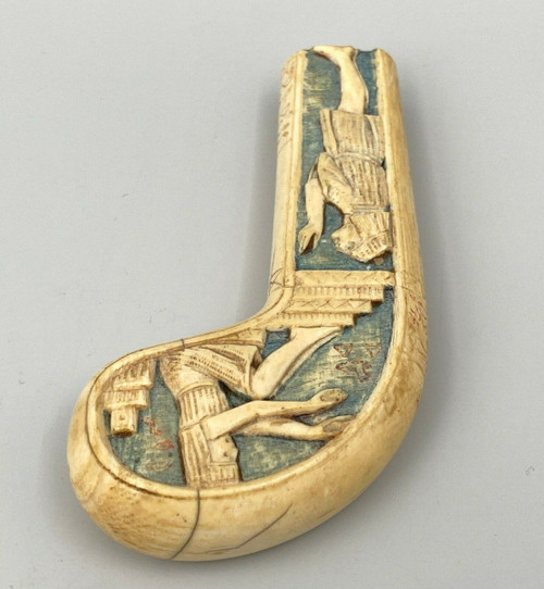 Pommeau de canne polychrome XIXe décor d'Egyptiens Napoléon III