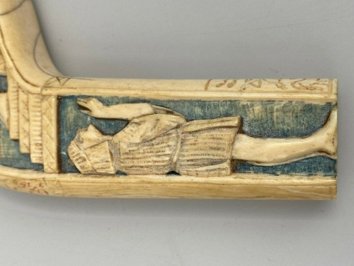 Pommeau de canne polychrome XIXe décor d'Egyptiens Napoléon III