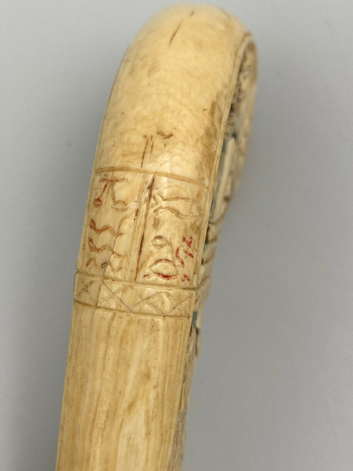 Pommeau de canne polychrome XIXe décor d'Egyptiens Napoléon III