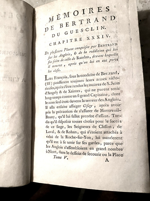 From the largest project of Memoirs published in the 18th century "The Life of Bertrand Duguesclin" 1785