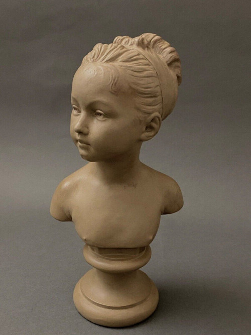 Da Jean-Antoine Houdon Busto in terracotta patinata di Louise Brongniart