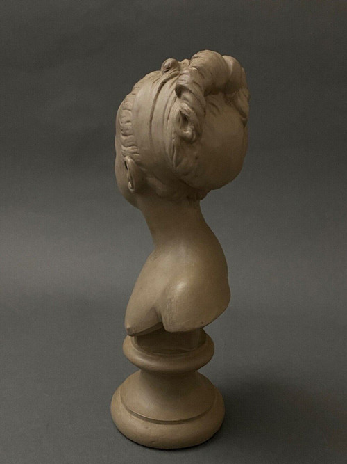 Da Jean-Antoine Houdon Busto in terracotta patinata di Louise Brongniart