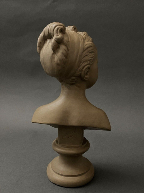 Da Jean-Antoine Houdon Busto in terracotta patinata di Louise Brongniart