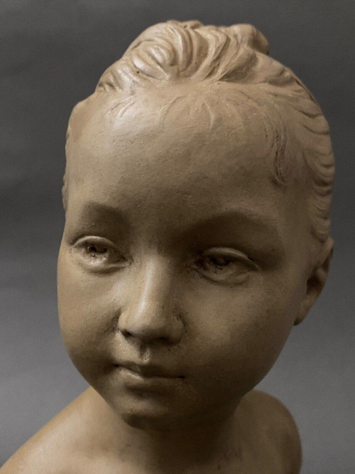 Da Jean-Antoine Houdon Busto in terracotta patinata di Louise Brongniart