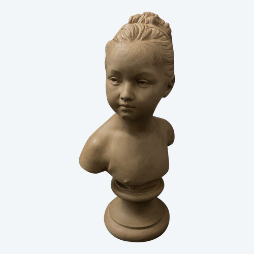 Da Jean-Antoine Houdon Busto in terracotta patinata di Louise Brongniart