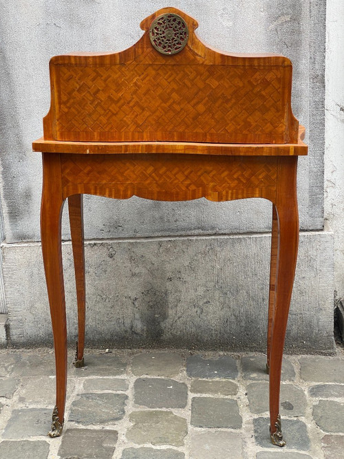  Bonheur Du Jour Stile Luigi XV In Parquet In Legno Di Frutto Del XIX Secolo