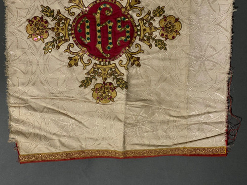 Tissu liturgique ancien broderie au fil d'or