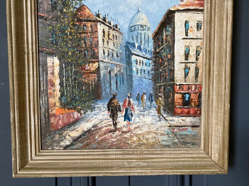 Öl Louis Anthony Burnett Paris Blick auf Montmartre Pariser Szene