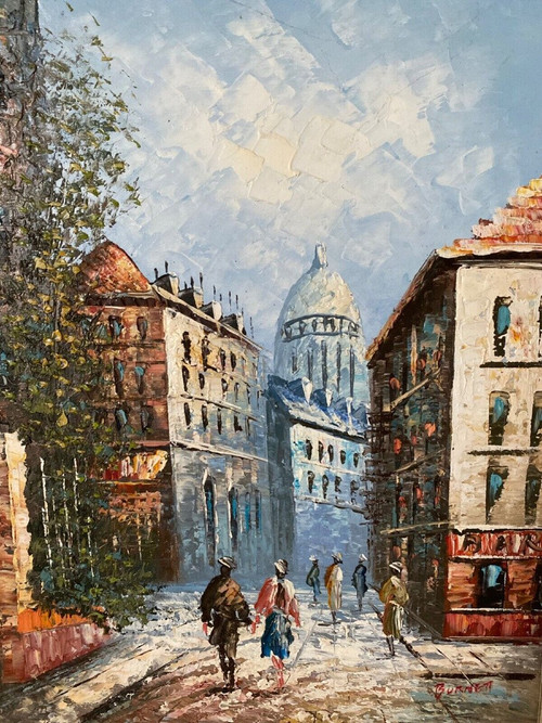 Öl Louis Anthony Burnett Paris Blick auf Montmartre Pariser Szene