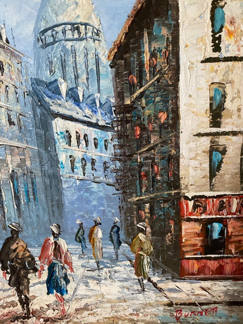 Öl Louis Anthony Burnett Paris Blick auf Montmartre Pariser Szene