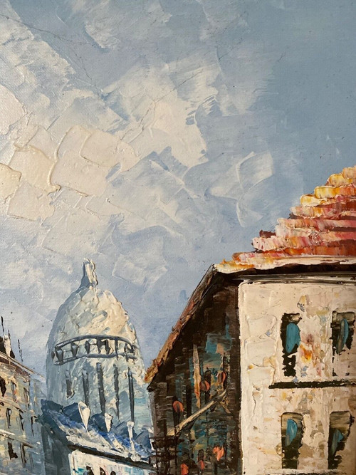 Öl Louis Anthony Burnett Paris Blick auf Montmartre Pariser Szene